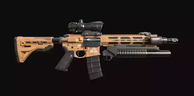 Komodo D5 Assault Rifle with Grenade Launcher - Low Poly