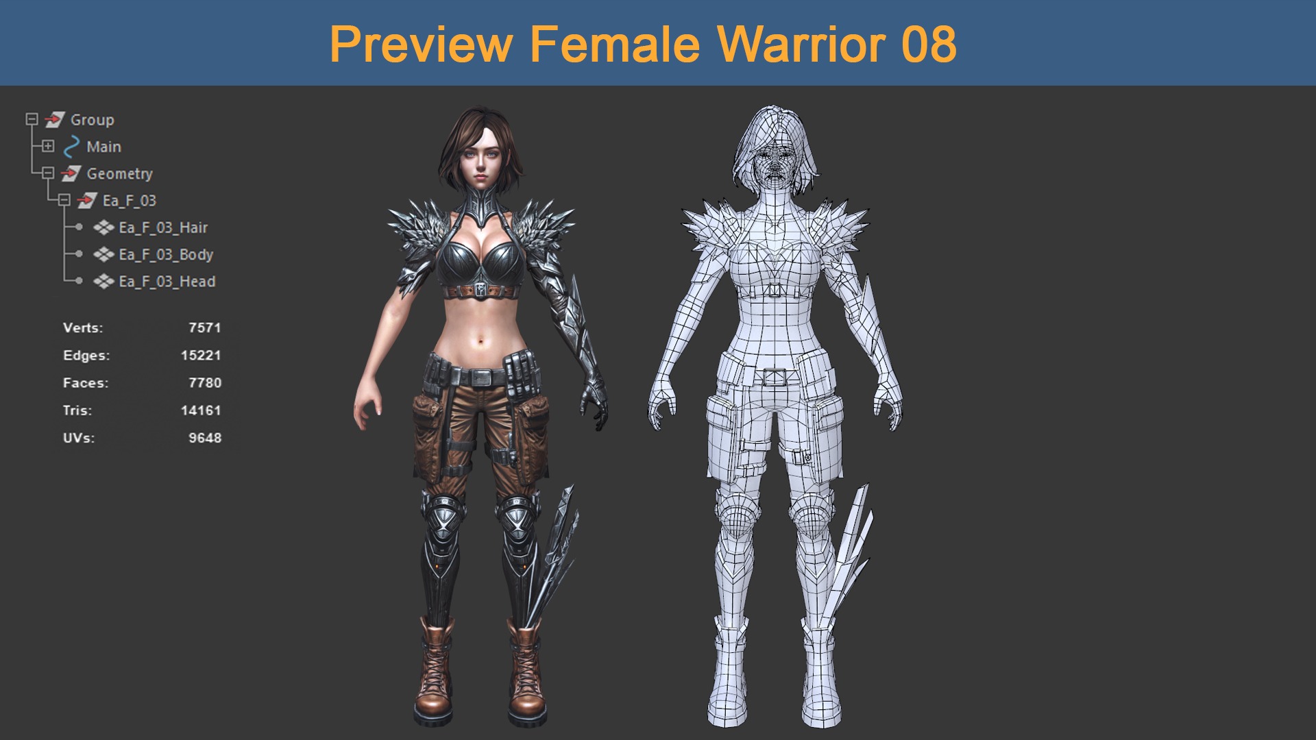 Asset 04 - 04 Models Character Warriors - Ready for game 3D Model Collection_10
