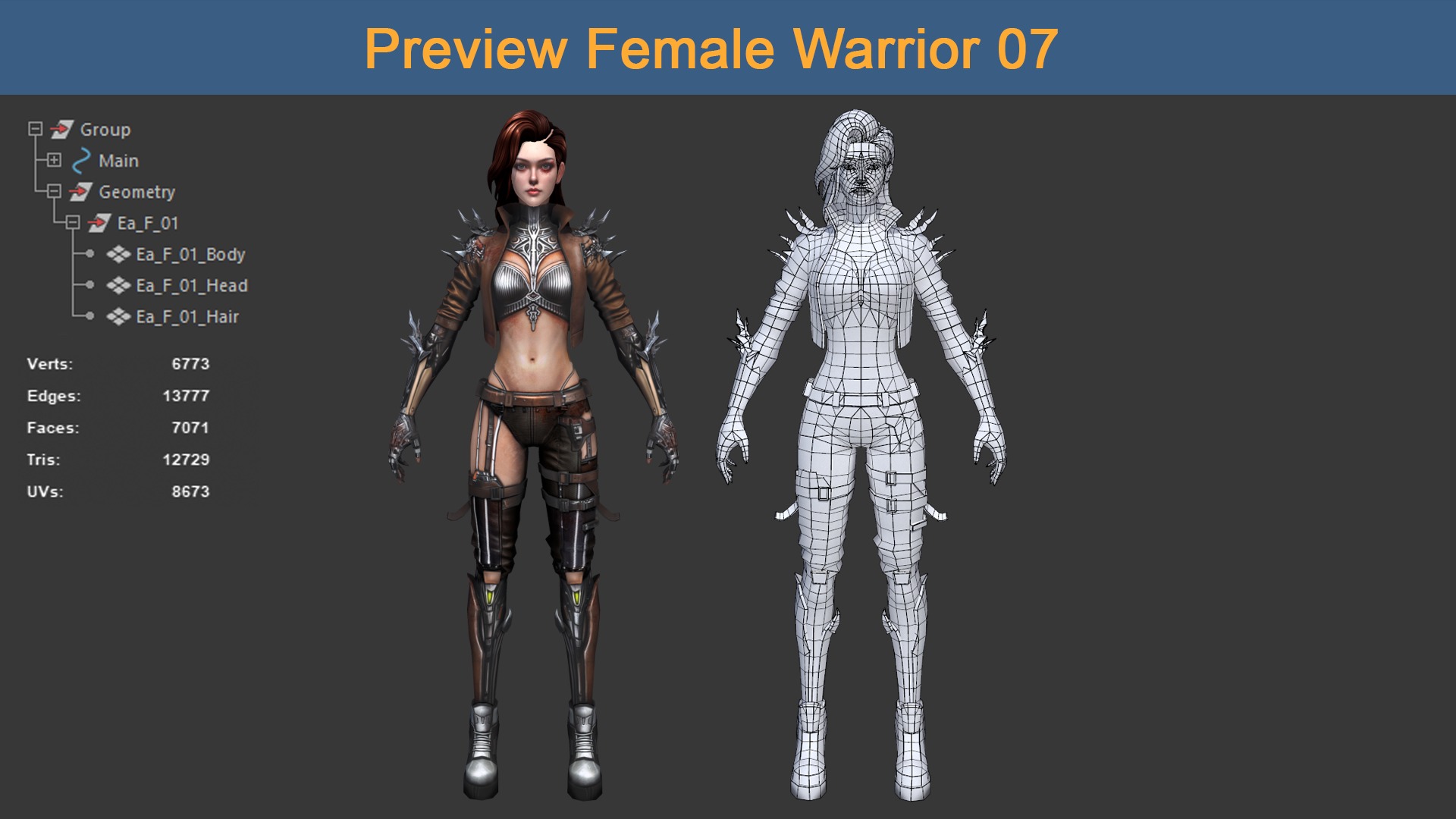 Asset 04 - 04 Models Character Warriors - Ready for game 3D Model Collection_7