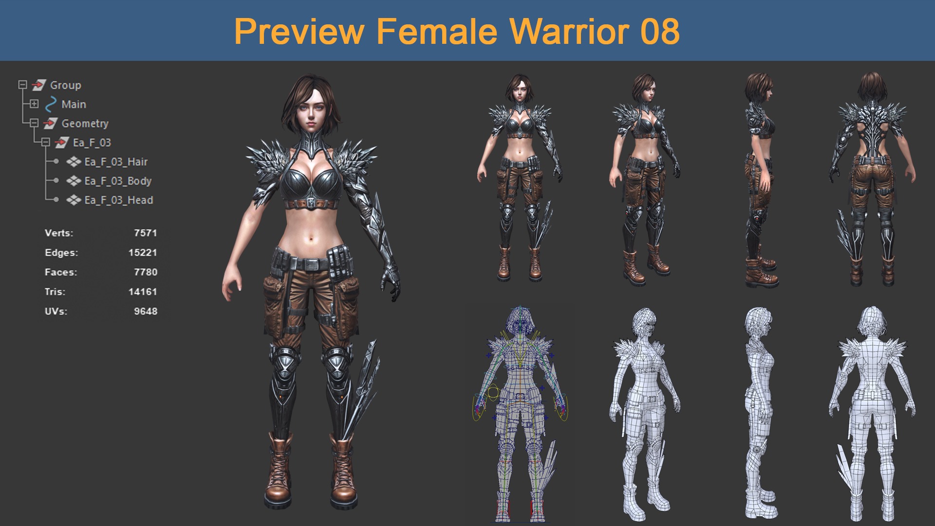 Asset 04 - 04 Models Character Warriors - Ready for game 3D Model Collection_9