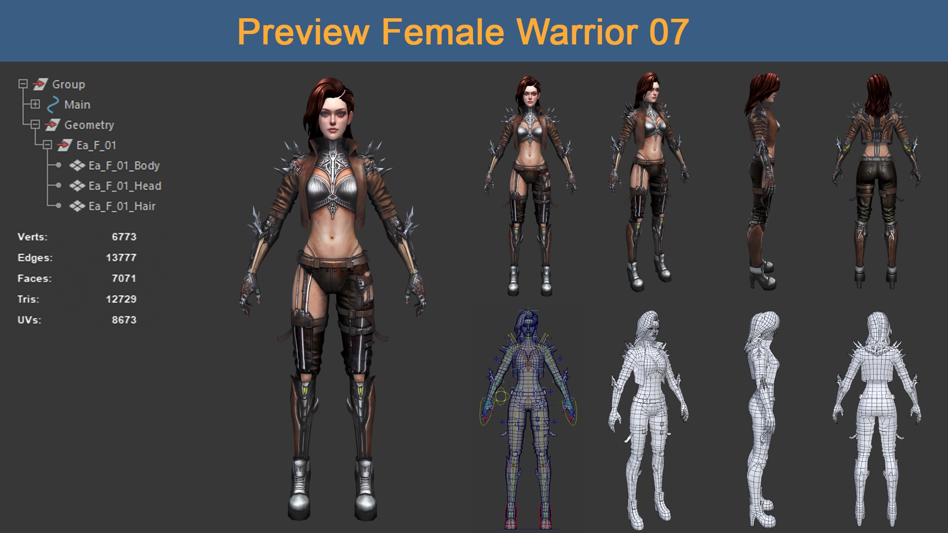 Asset 04 - 04 Models Character Warriors - Ready for game 3D Model Collection_6