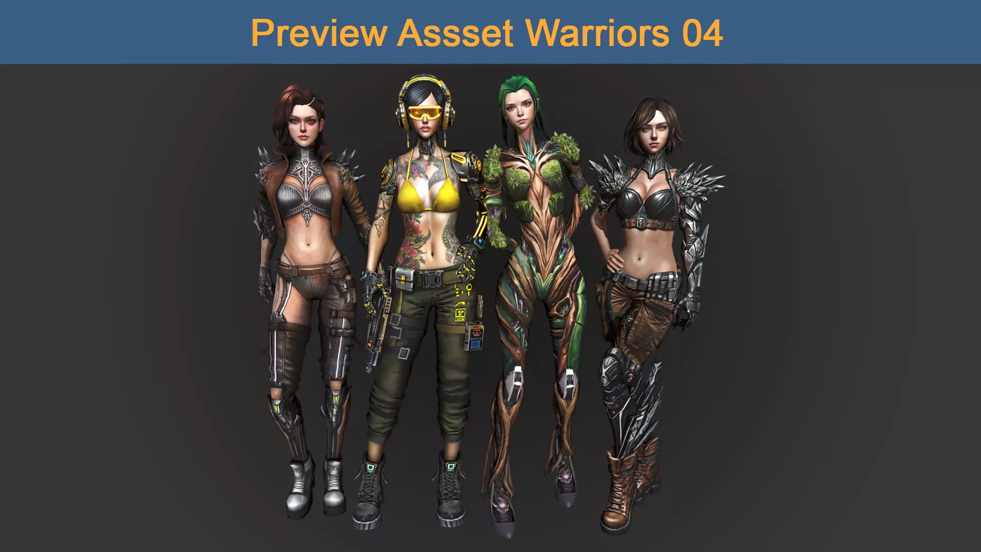 Asset 04 - 04 Models Character Warriors - Ready for game 3D Model Collection_0