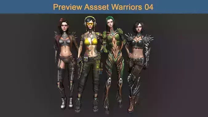Asset 04 - 04 Models Character Warriors - Ready for game 3D Model Collection