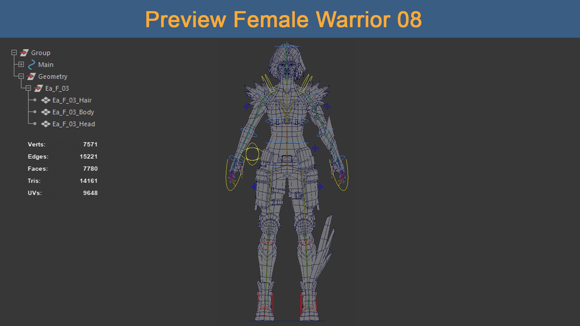 Asset 04 - 04 Models Character Warriors - Ready for game 3D Model Collection_11