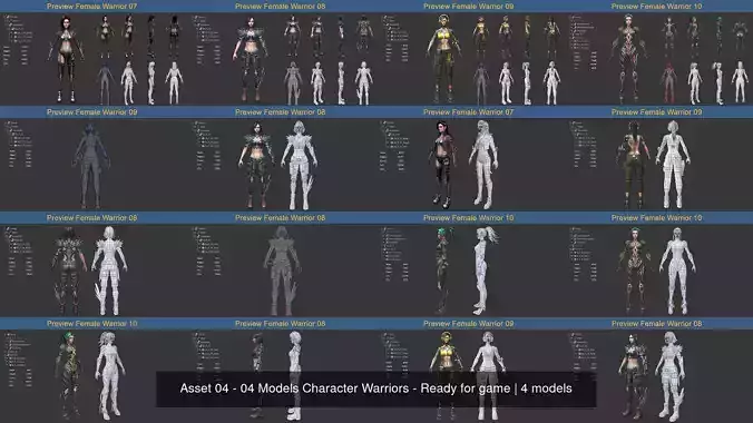Asset 04 - 04 Models Character Warriors - Ready for game