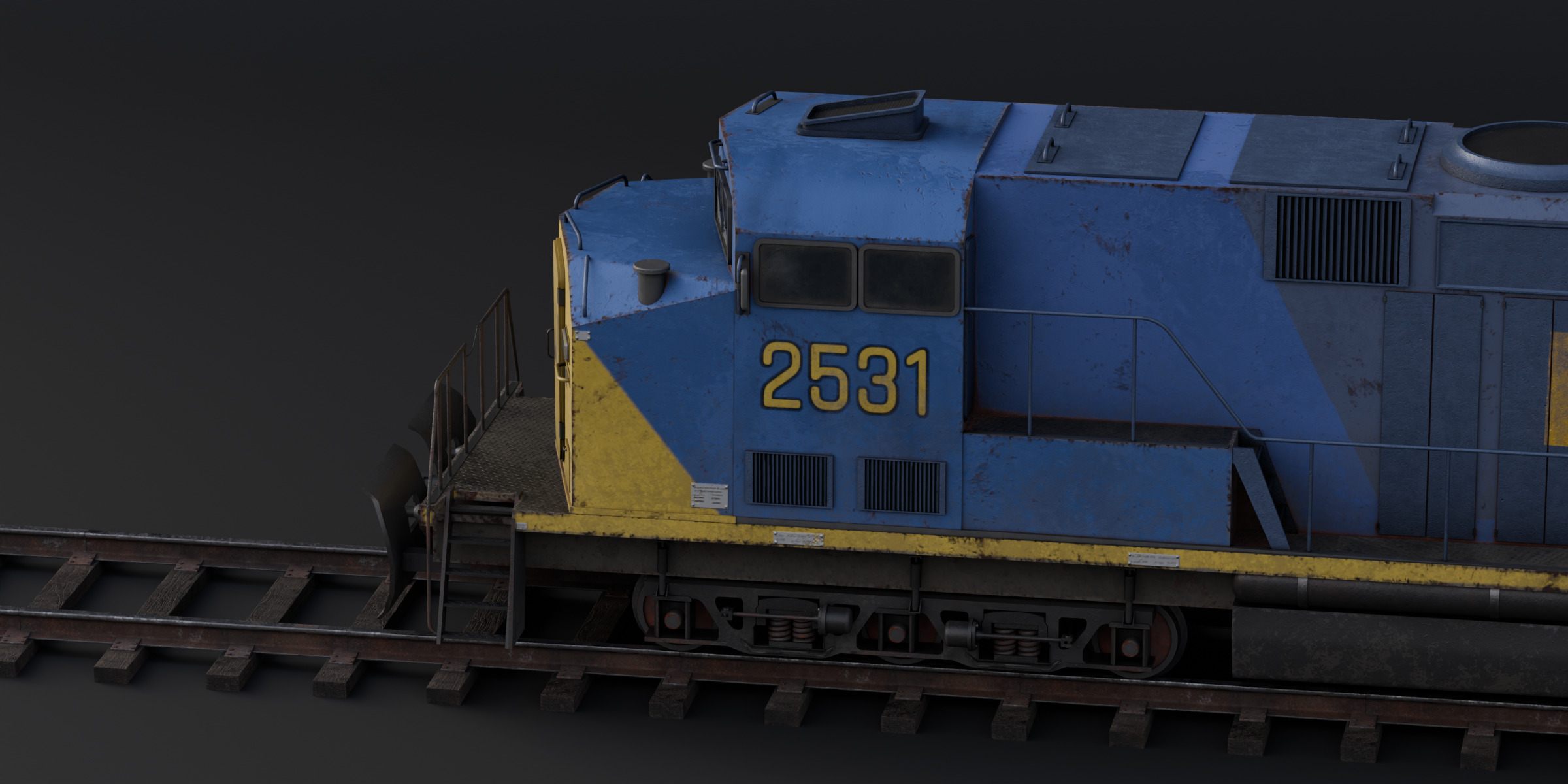 Train Pack Rig Low-poly 3D model_1