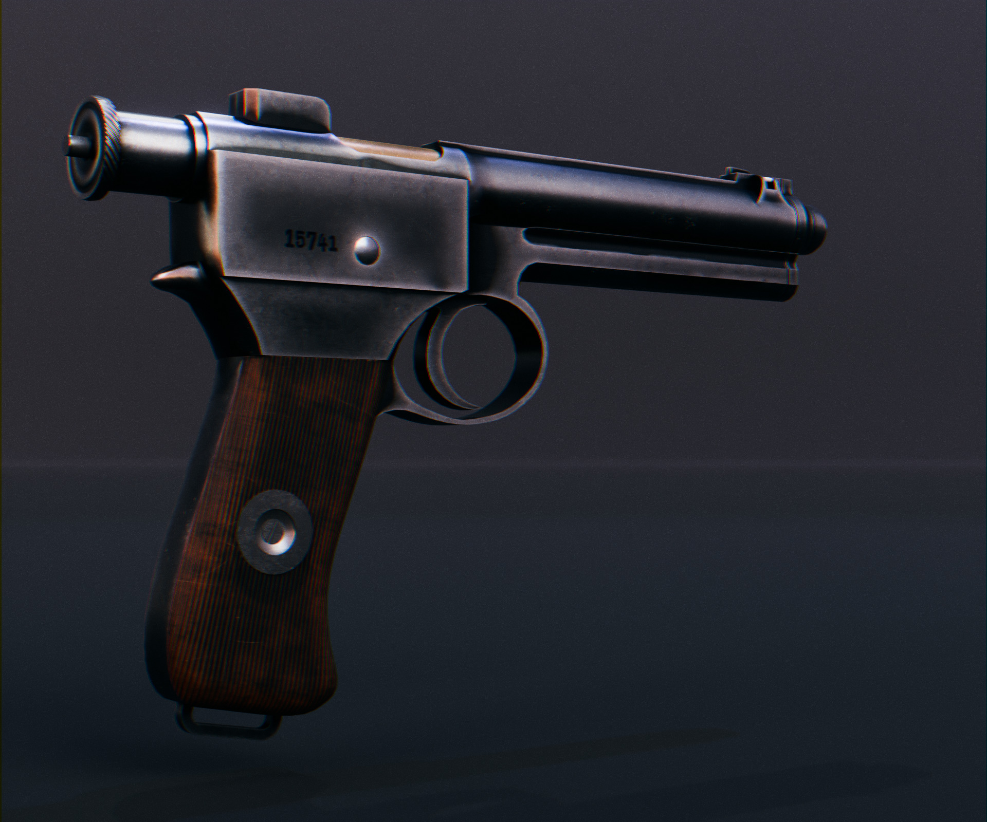 Roth-Steyr M1907 Low-poly 3D model_1