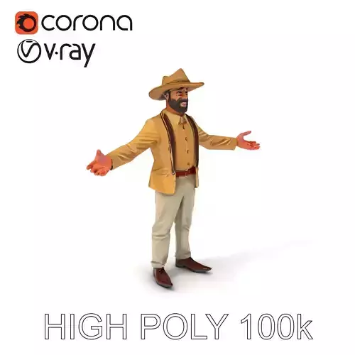Explorer Character Model with Hat and Jacket  Mixamo Compatib... Low-poly 3D model