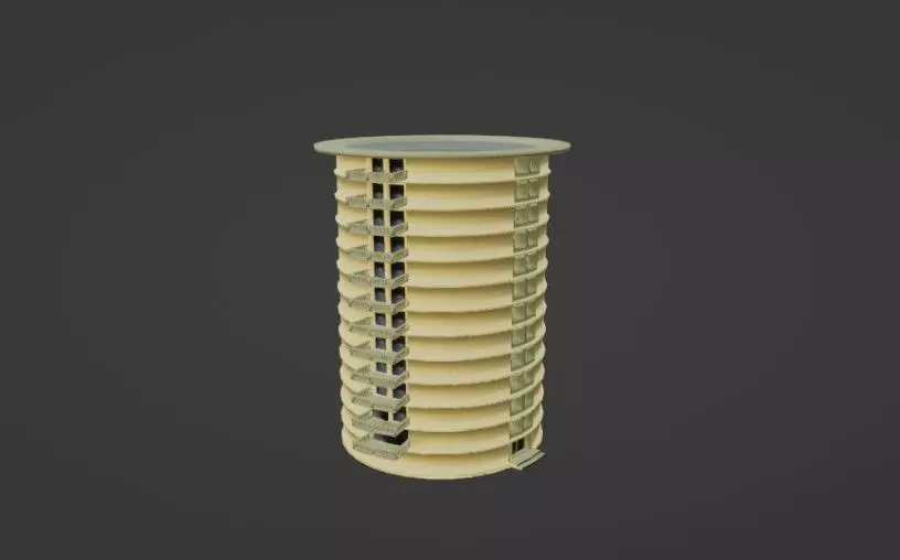 Modern Circular Apartment Building High-Rise 3D Model Low-poly 3D model_0