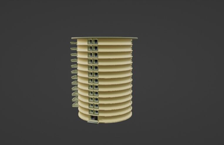 Modern Circular Apartment Building High-Rise 3D Model Low-poly 3D model_2