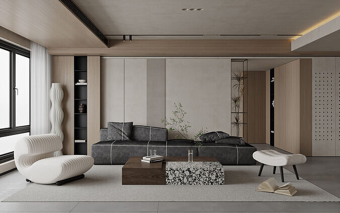 modern living room interior scenes 168 3D model