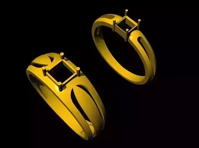 square cut stone ring 3dm file