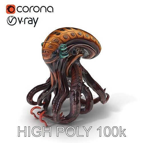 Steampunk Octopus Model Pack Low-poly 3D model
