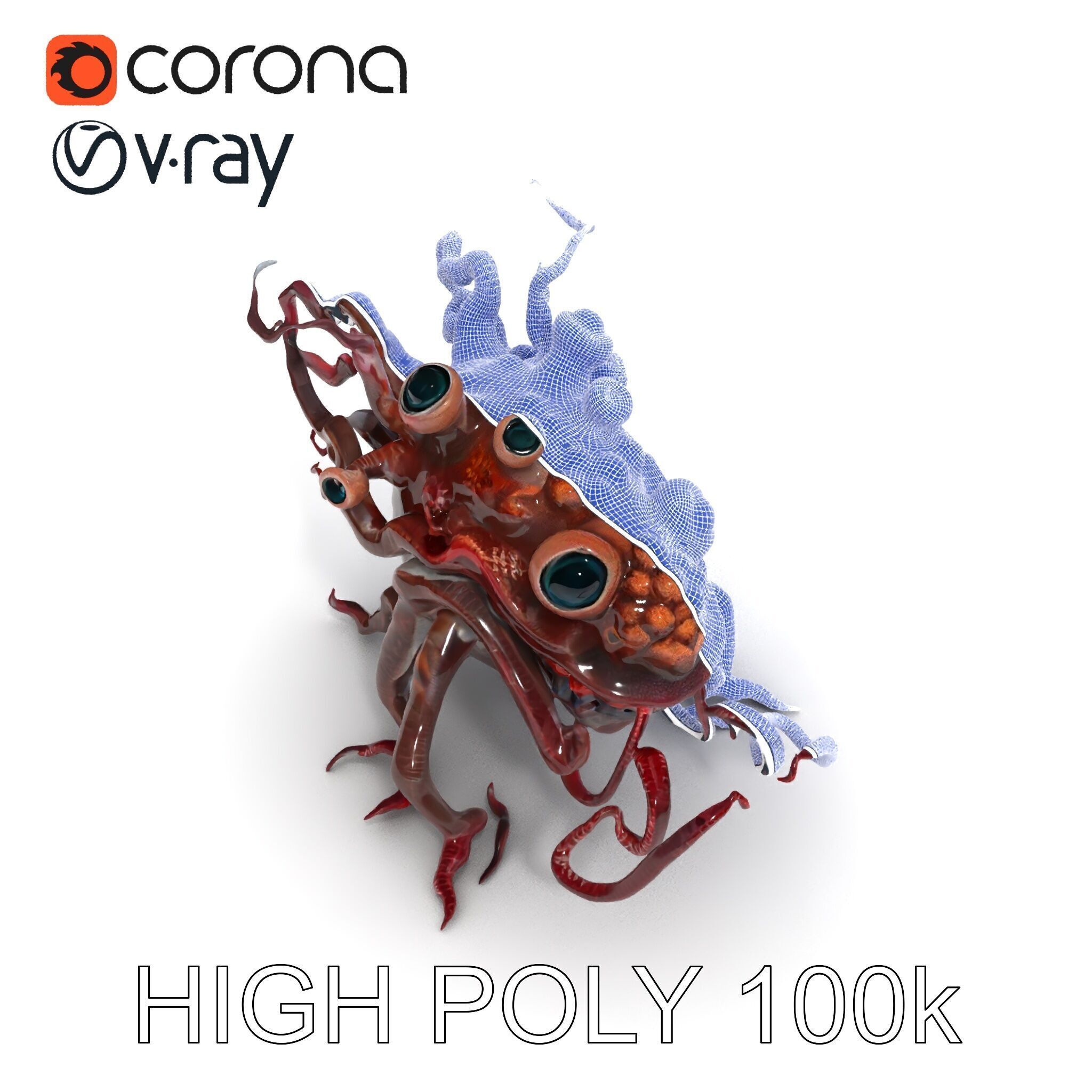 Alien Creature Model Pack for Game and Animation Low-poly 3D model_32