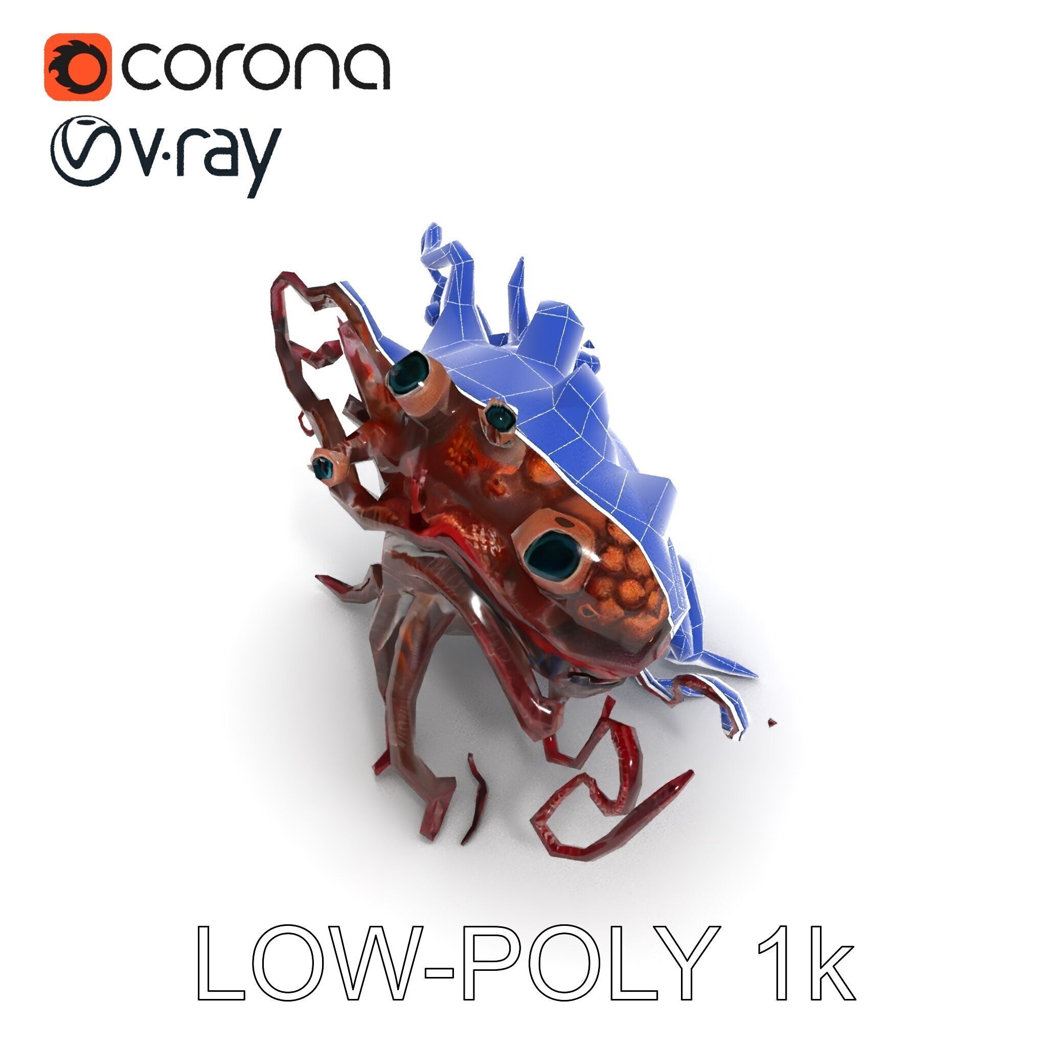 Alien Creature Model Pack for Game and Animation Low-poly 3D model_12