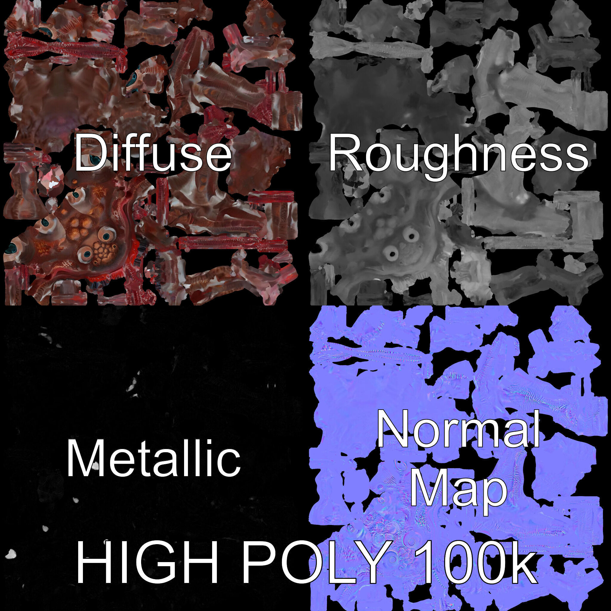 Alien Creature Model Pack for Game and Animation Low-poly 3D model_3