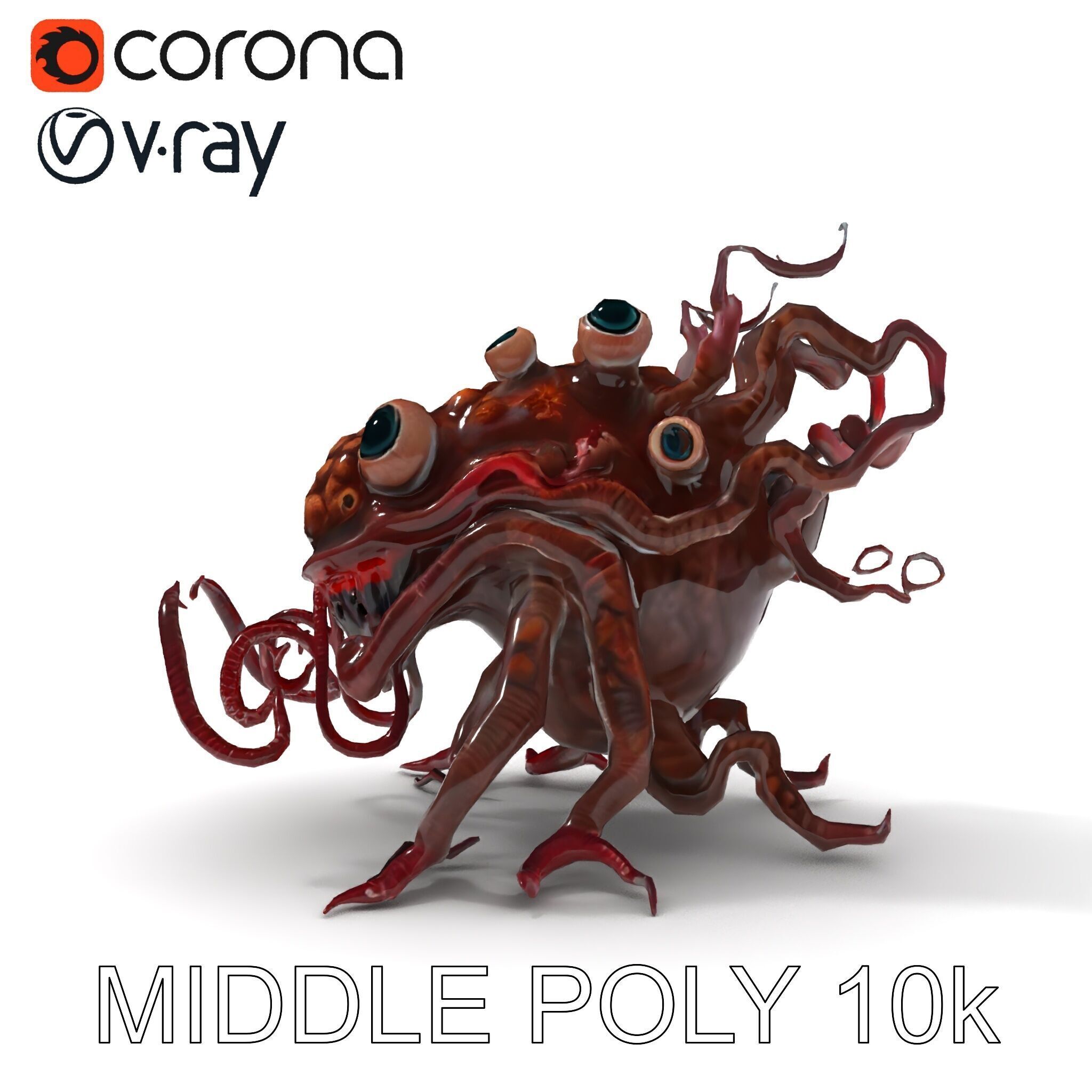 Alien Creature Model Pack for Game and Animation Low-poly 3D model_11