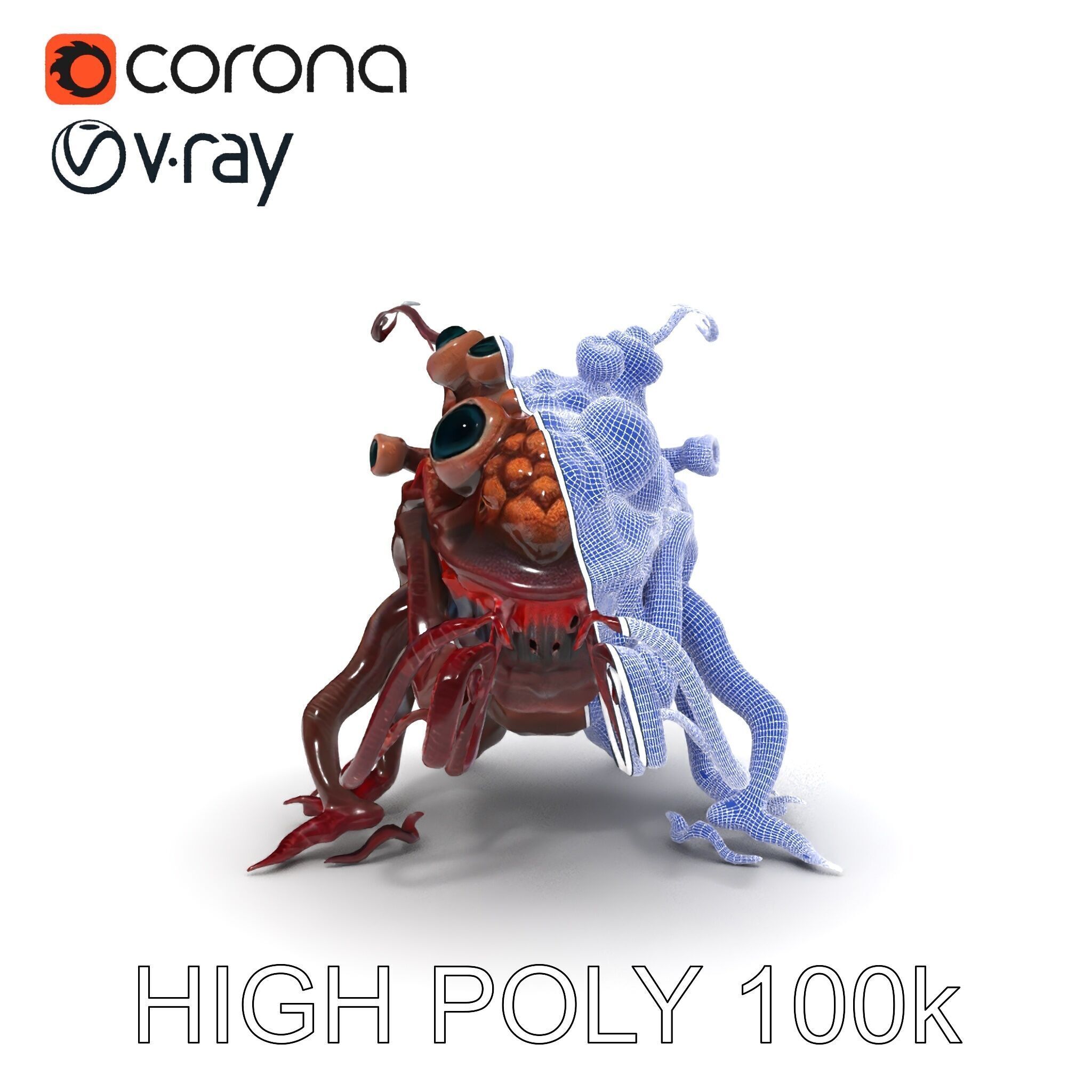 Alien Creature Model Pack for Game and Animation Low-poly 3D model_8