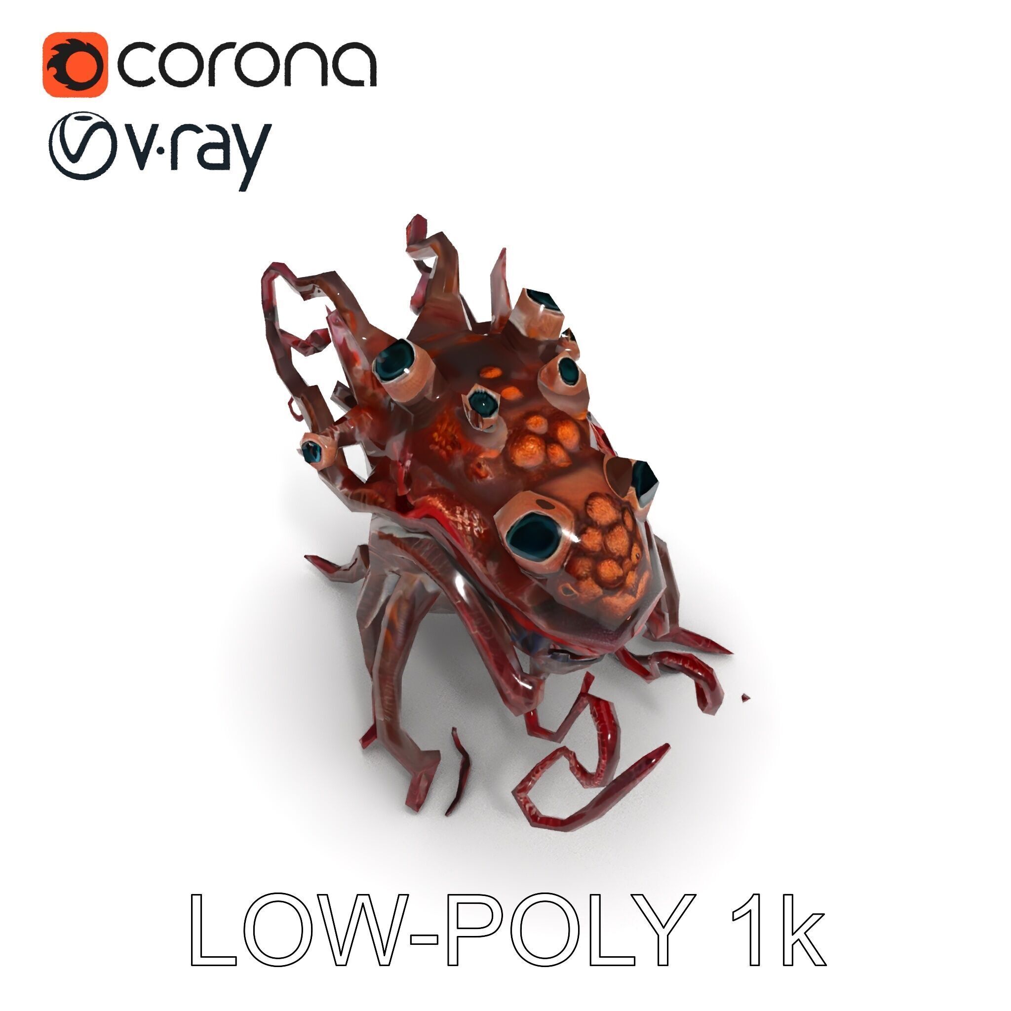 Alien Creature Model Pack for Game and Animation Low-poly 3D model_10