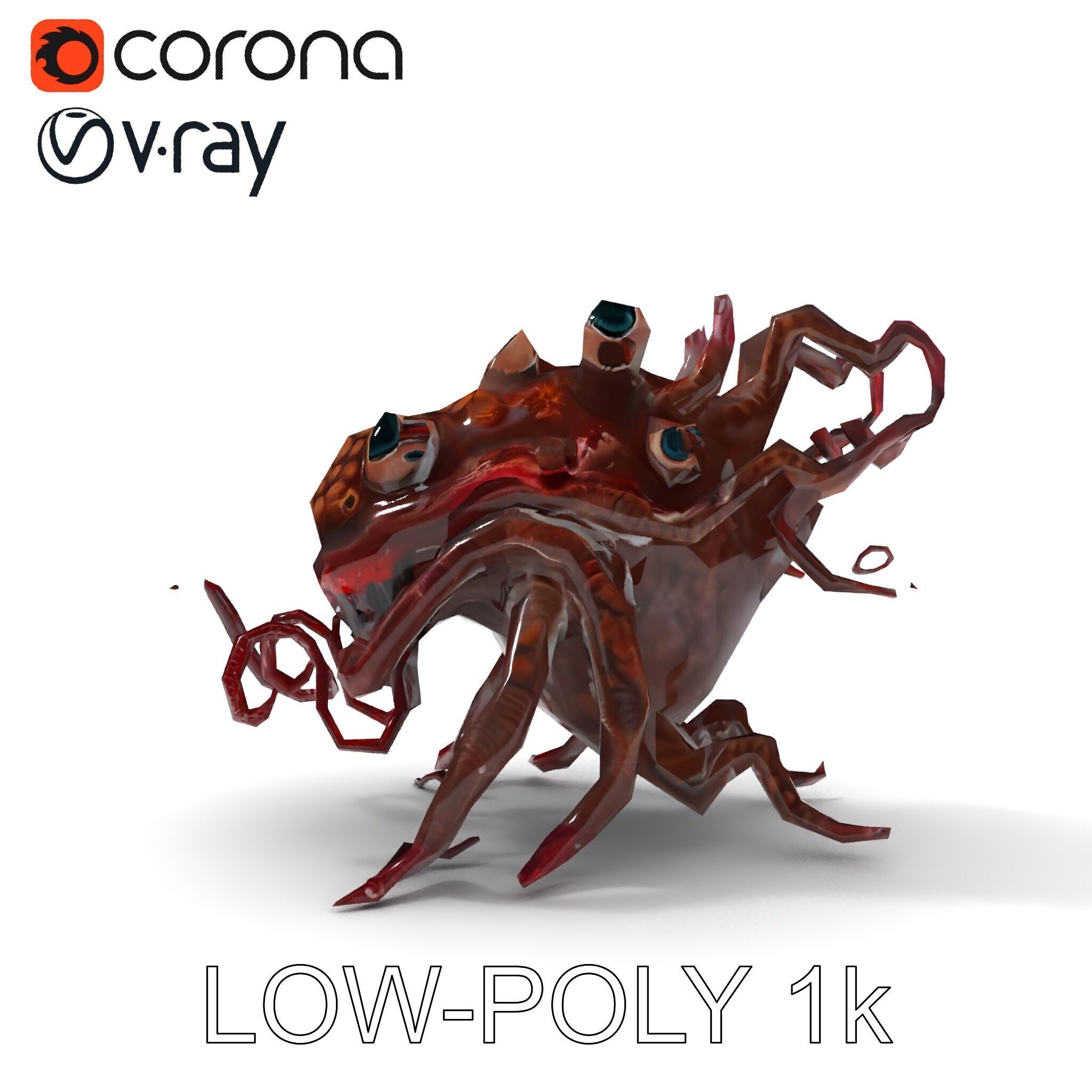 Alien Creature Model Pack for Game and Animation Low-poly 3D model_7
