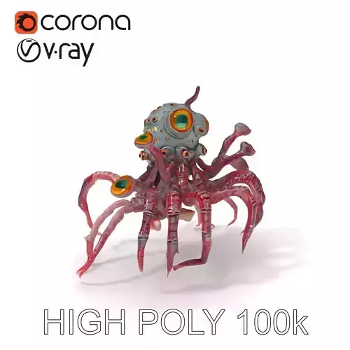 Alien Cephalopod Creature model pack with detailed tentacles ... Low-poly 3D model