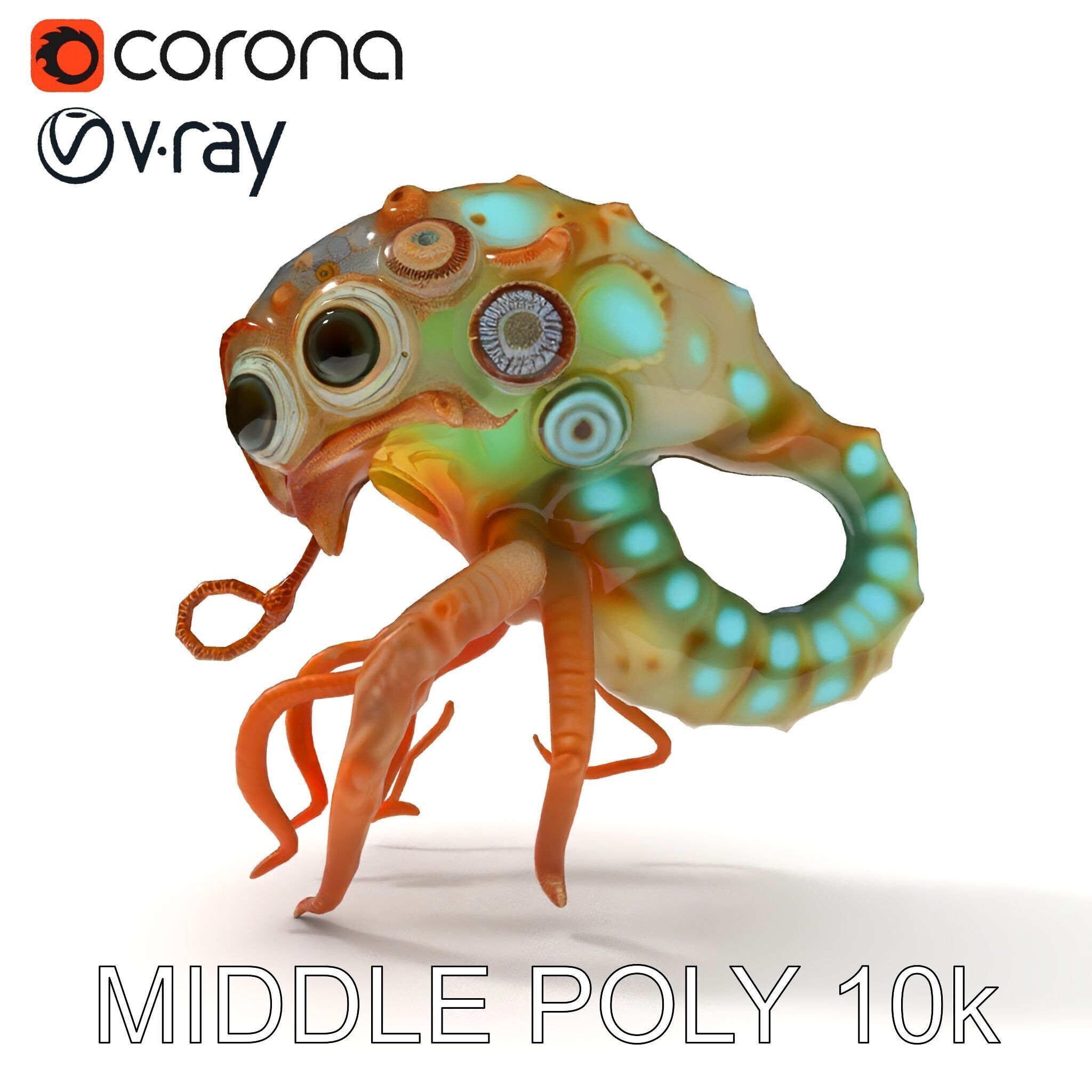 Alien Creature Model Pack with PBR Textures Low-poly 3D model_18