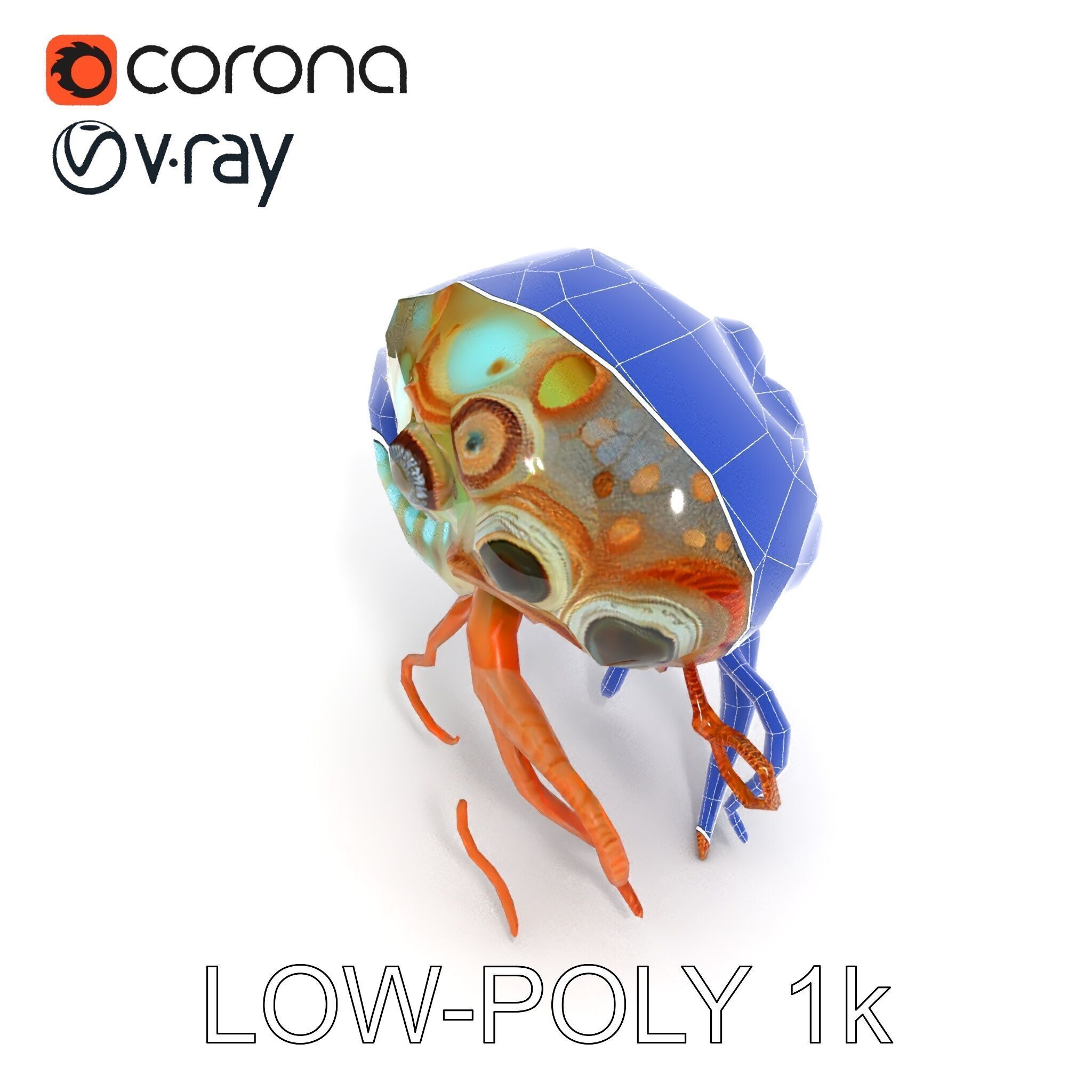 Alien Creature Model Pack with PBR Textures Low-poly 3D model_7