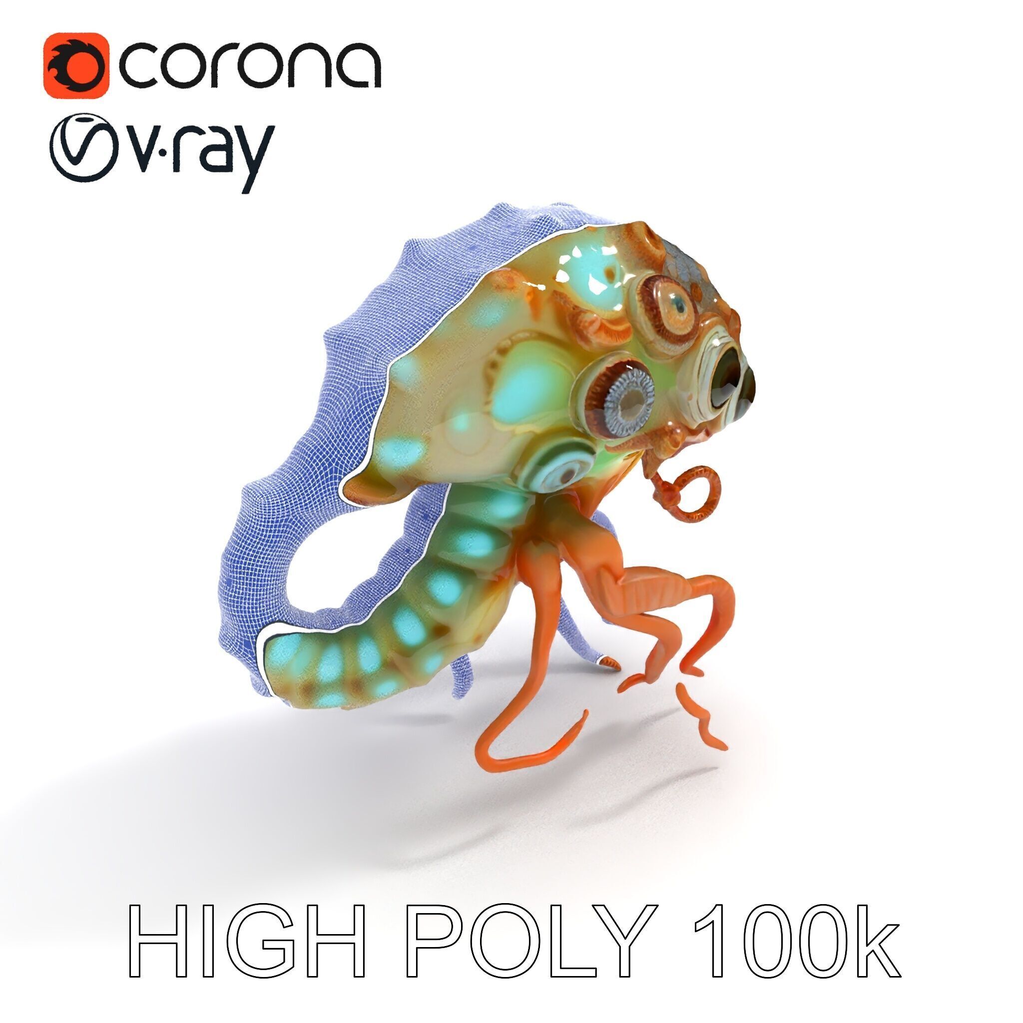Alien Creature Model Pack with PBR Textures Low-poly 3D model_32
