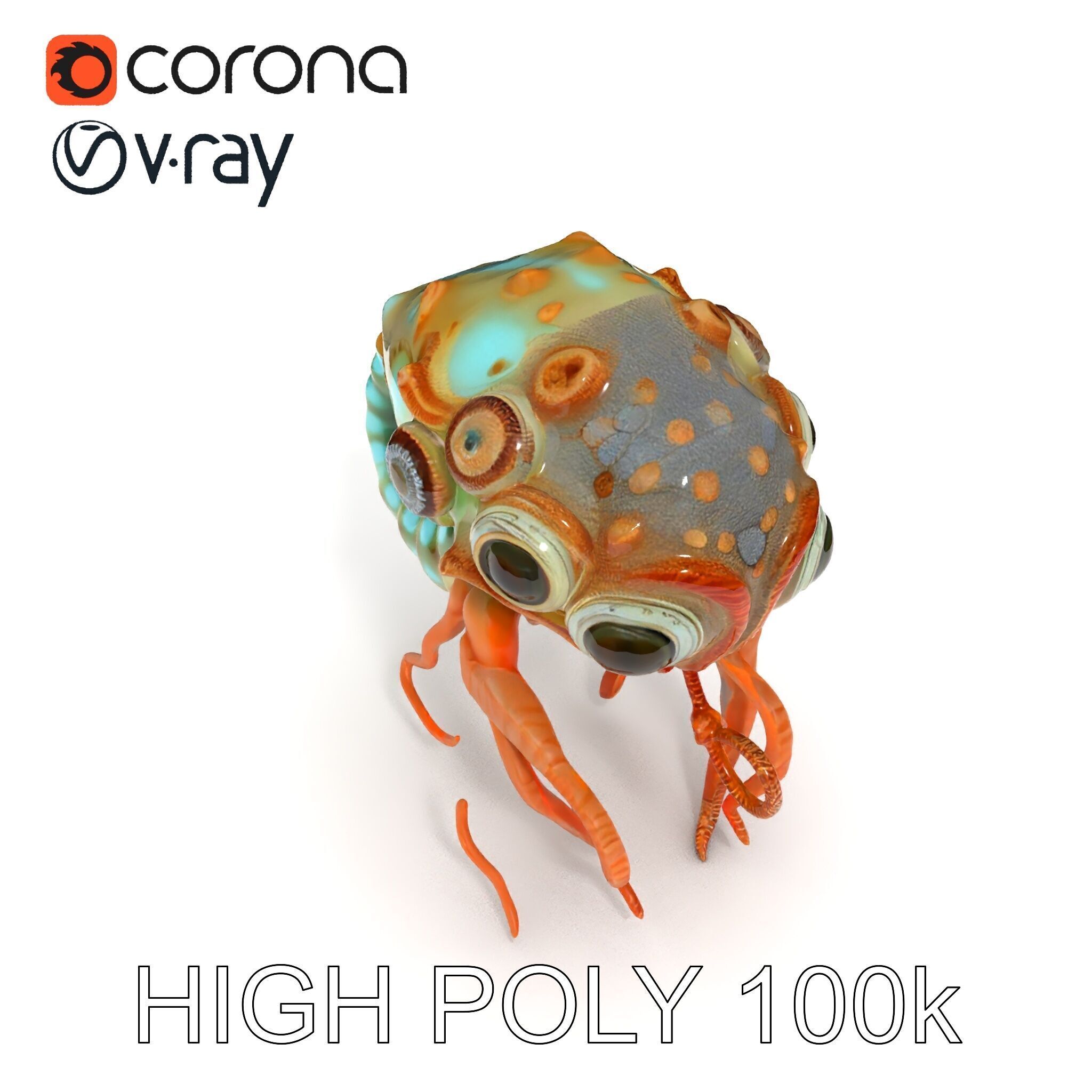 Alien Creature Model Pack with PBR Textures Low-poly 3D model_24