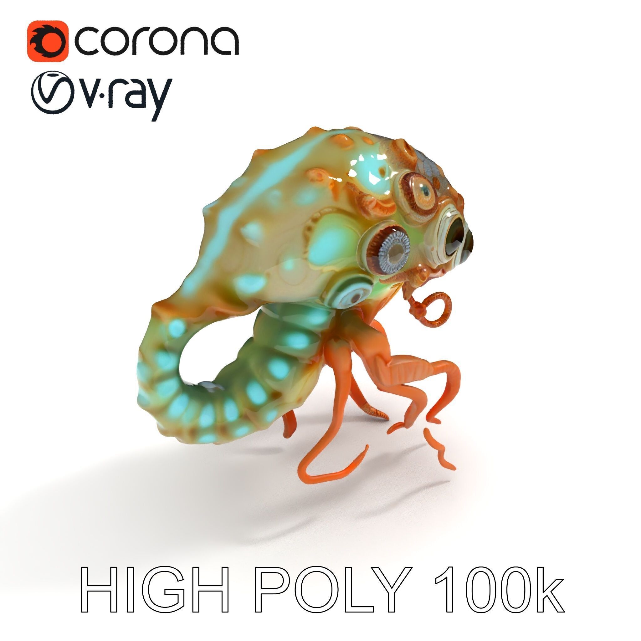 Alien Creature Model Pack with PBR Textures Low-poly 3D model_29