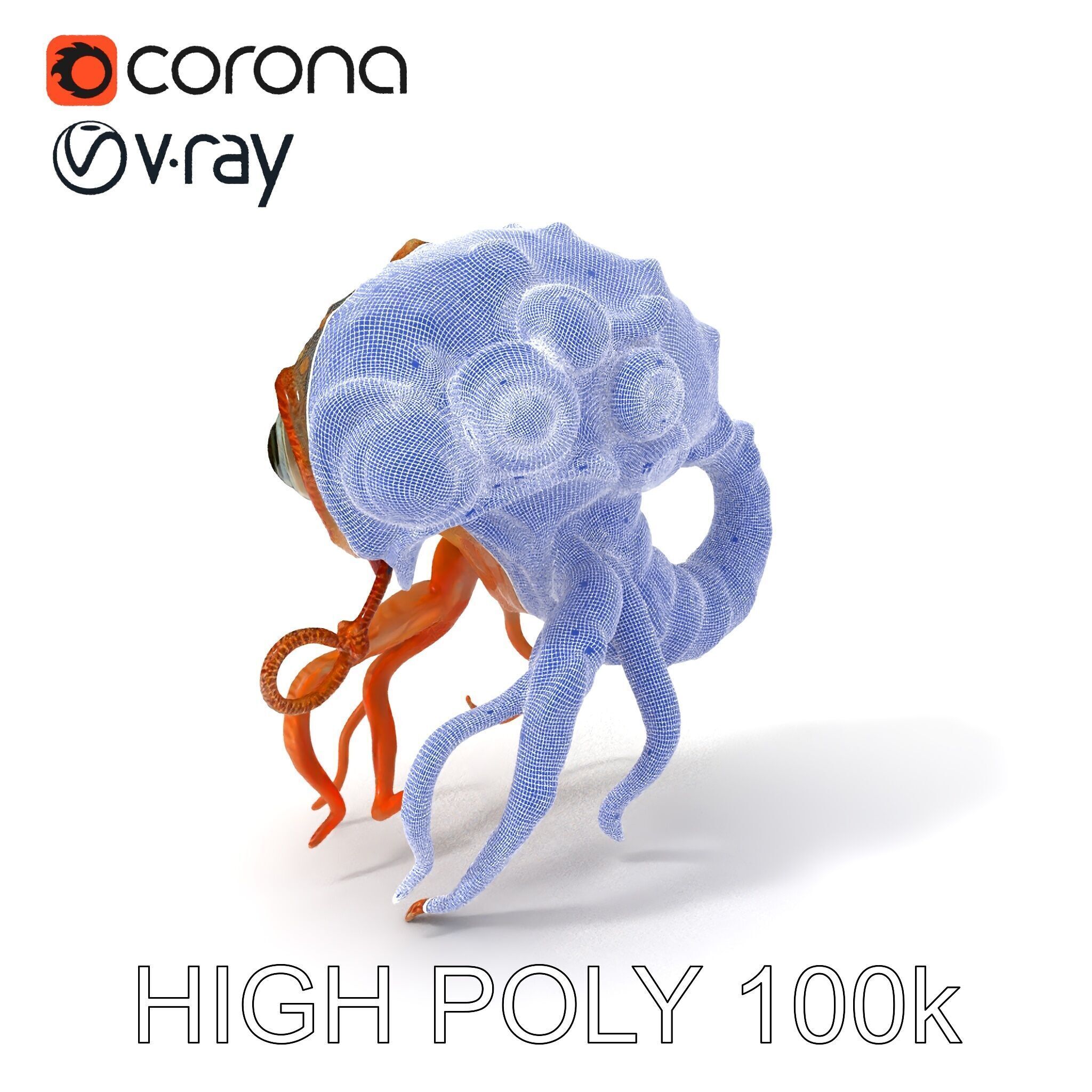 Alien Creature Model Pack with PBR Textures Low-poly 3D model_4