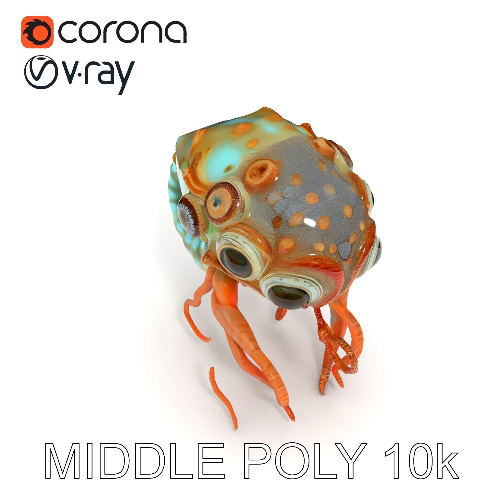 Alien Creature Model Pack with PBR Textures Low-poly 3D model_15