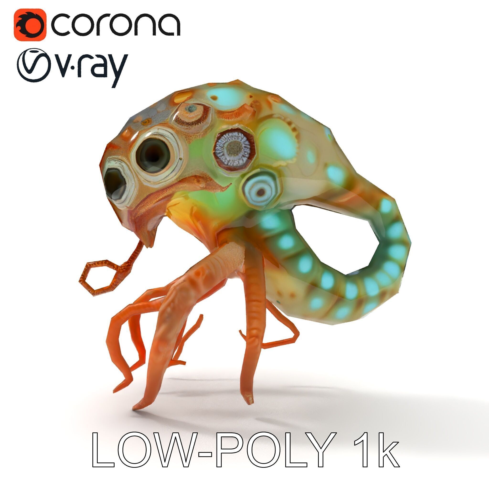 Alien Creature Model Pack with PBR Textures Low-poly 3D model_26