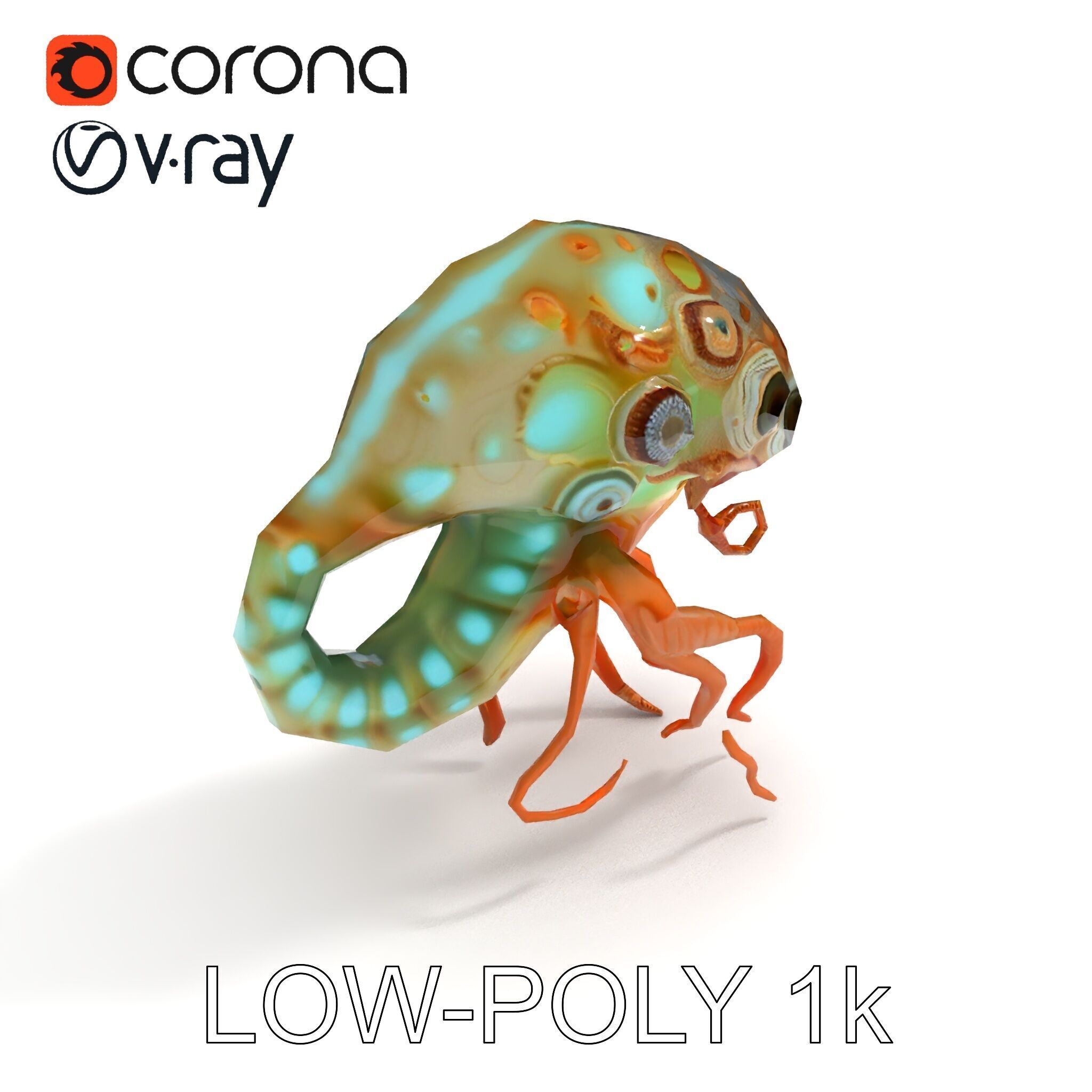 Alien Creature Model Pack with PBR Textures Low-poly 3D model_10