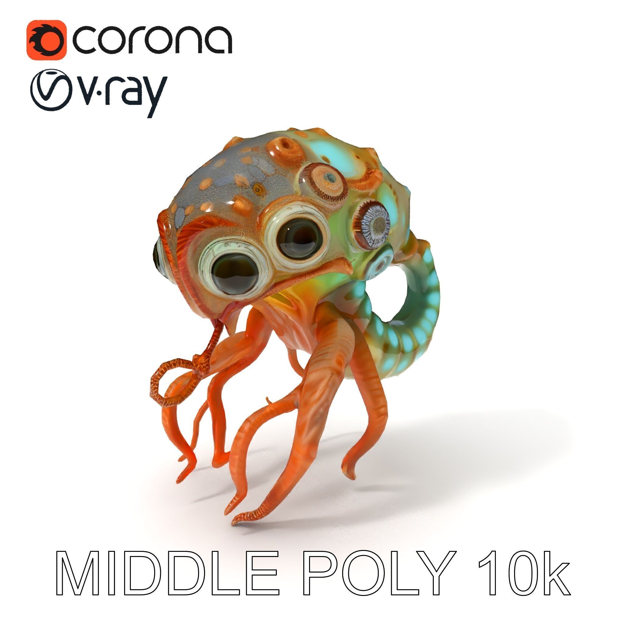 Alien Creature Model Pack with PBR Textures Low-poly 3D model_33
