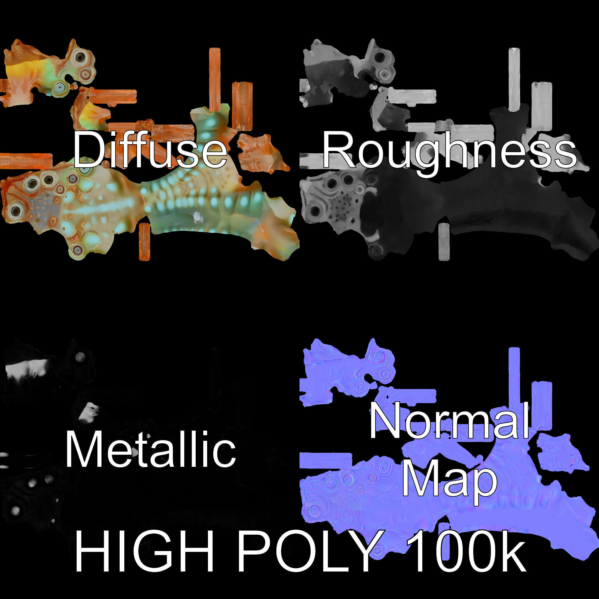 Alien Creature Model Pack with PBR Textures Low-poly 3D model_3