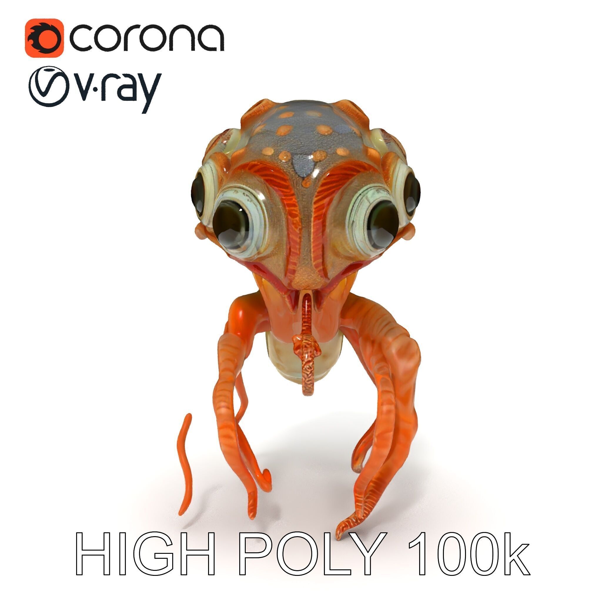 Alien Creature Model Pack with PBR Textures Low-poly 3D model_14