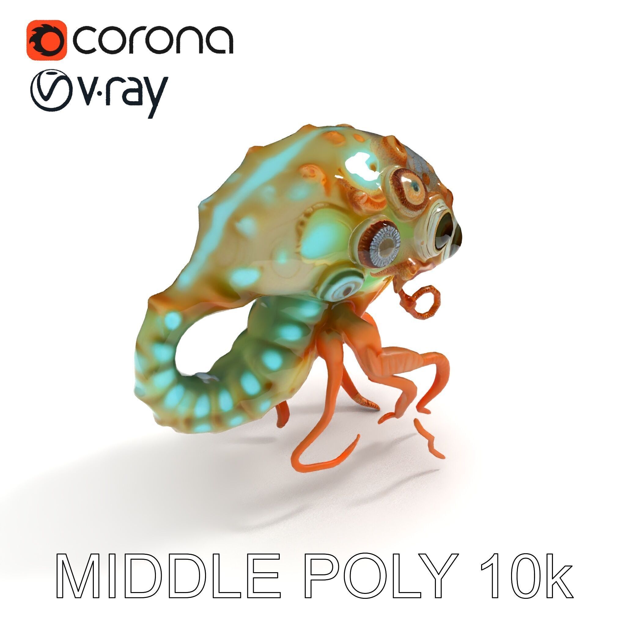 Alien Creature Model Pack with PBR Textures Low-poly 3D model_30