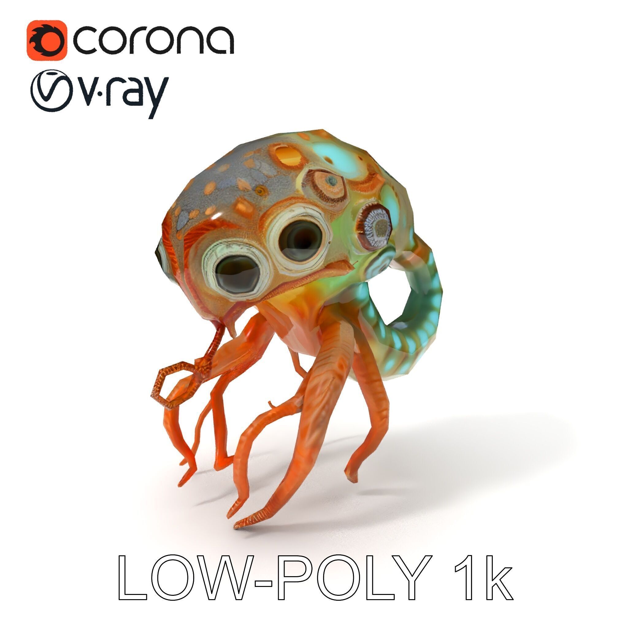 Alien Creature Model Pack with PBR Textures Low-poly 3D model_31