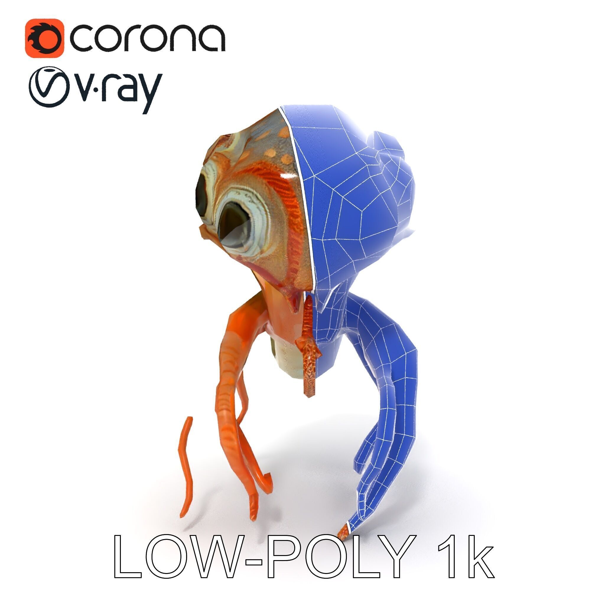 Alien Creature Model Pack with PBR Textures Low-poly 3D model_23