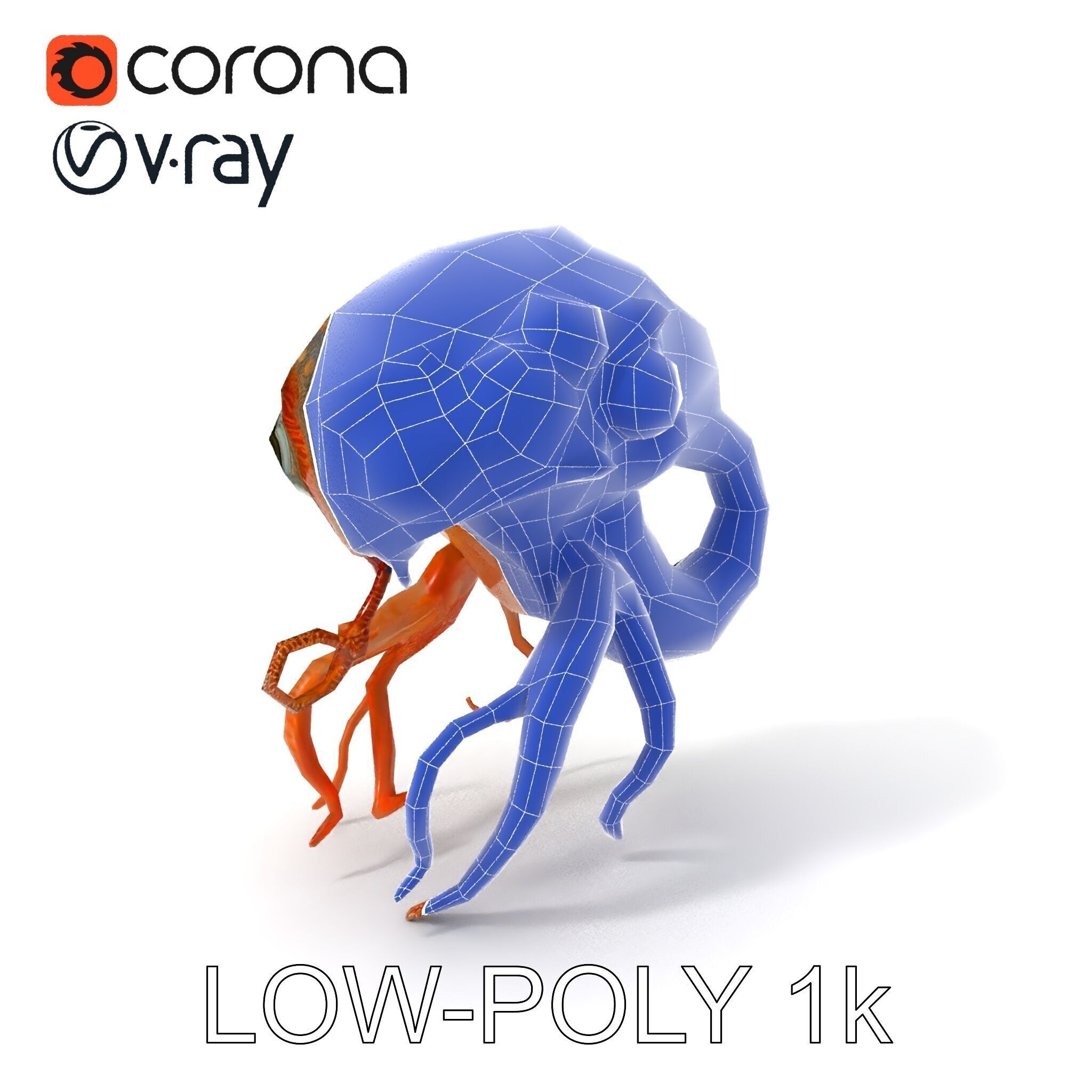 Alien Creature Model Pack with PBR Textures Low-poly 3D model_16
