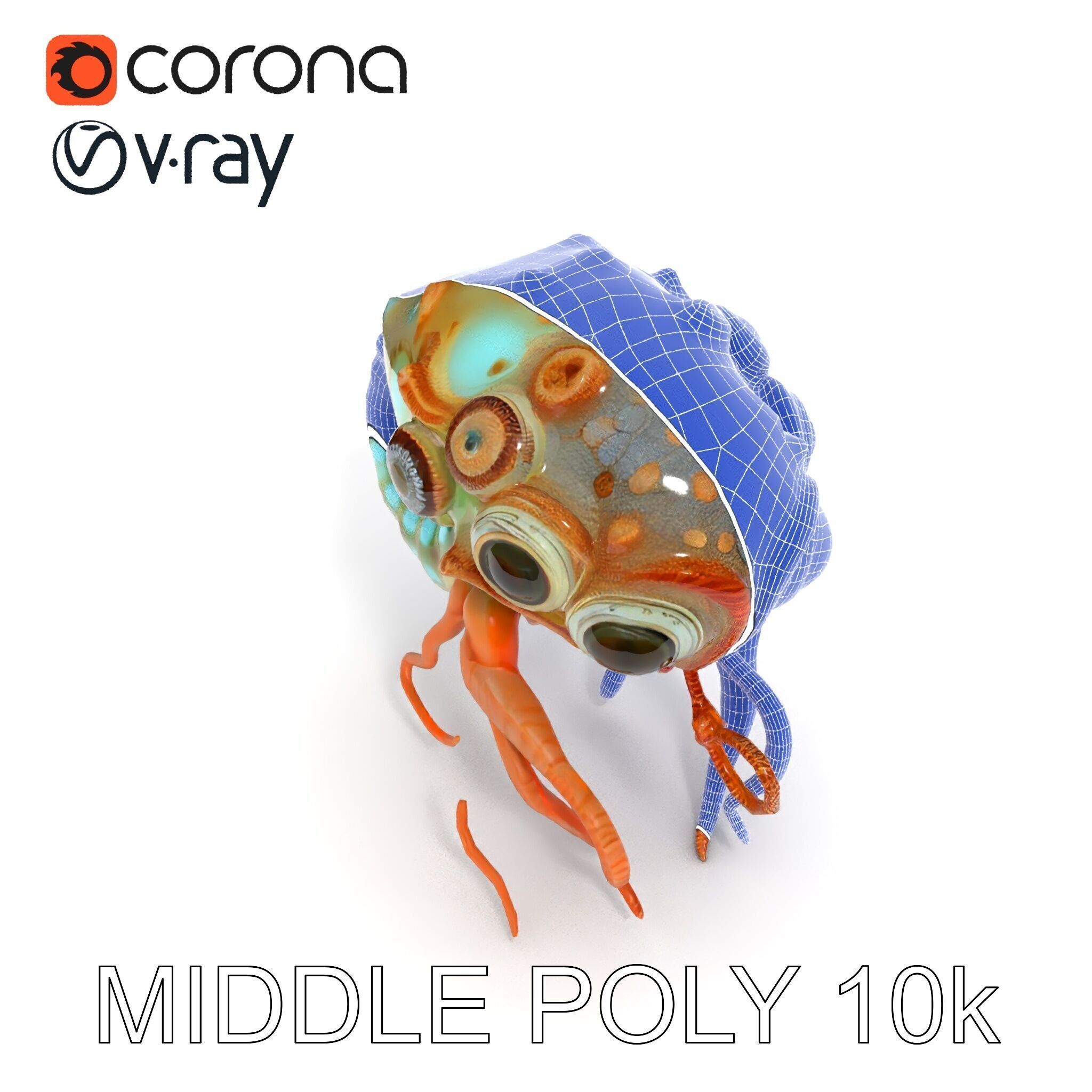 Alien Creature Model Pack with PBR Textures Low-poly 3D model_12