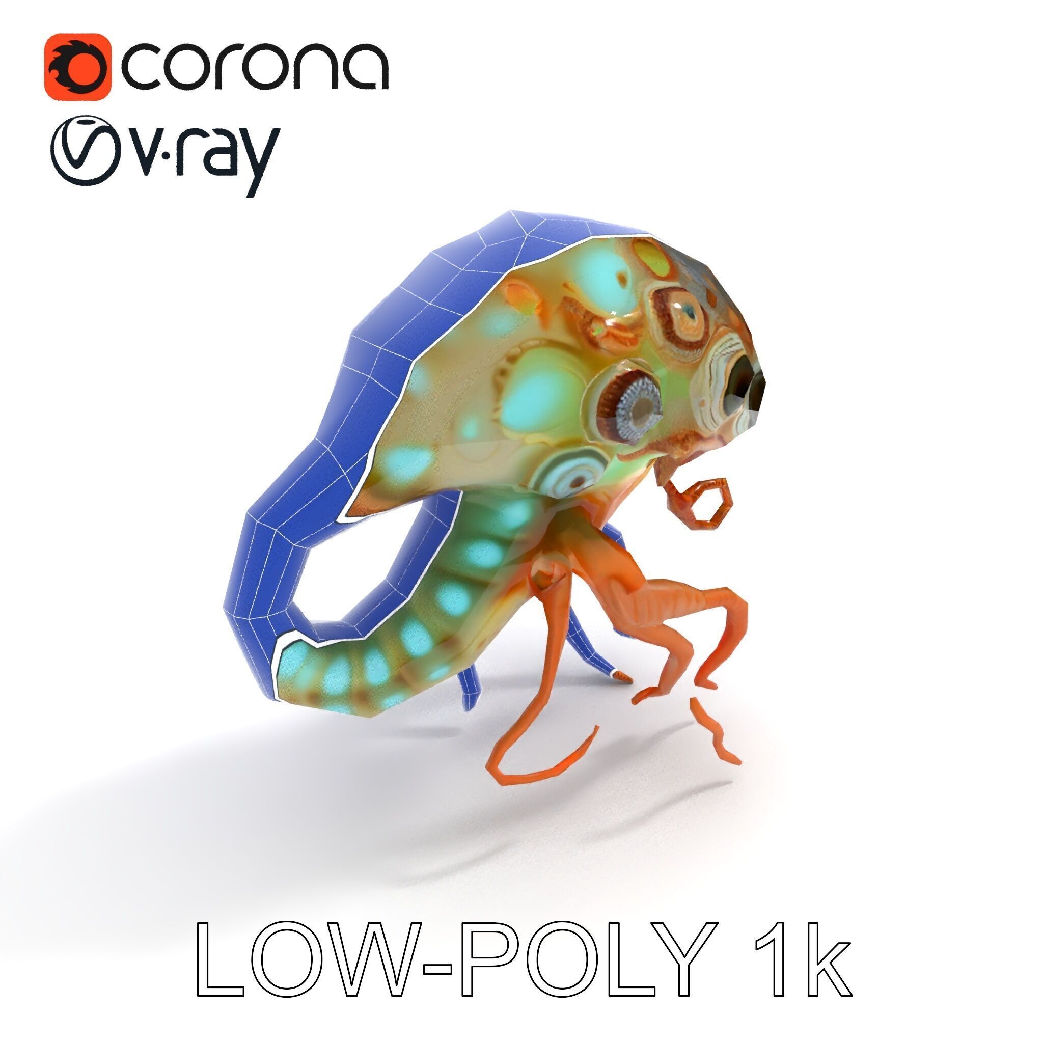 Alien Creature Model Pack with PBR Textures Low-poly 3D model_13