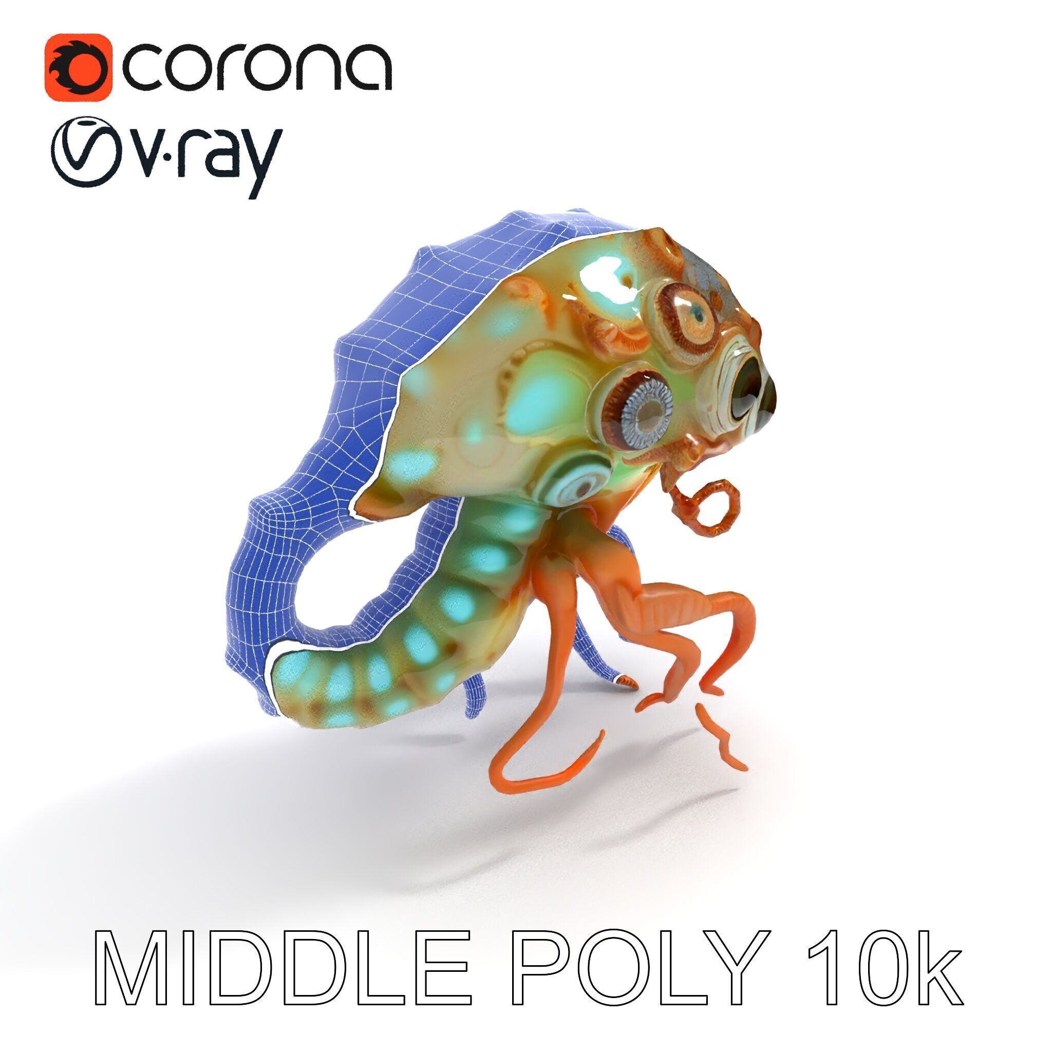 Alien Creature Model Pack with PBR Textures Low-poly 3D model_6
