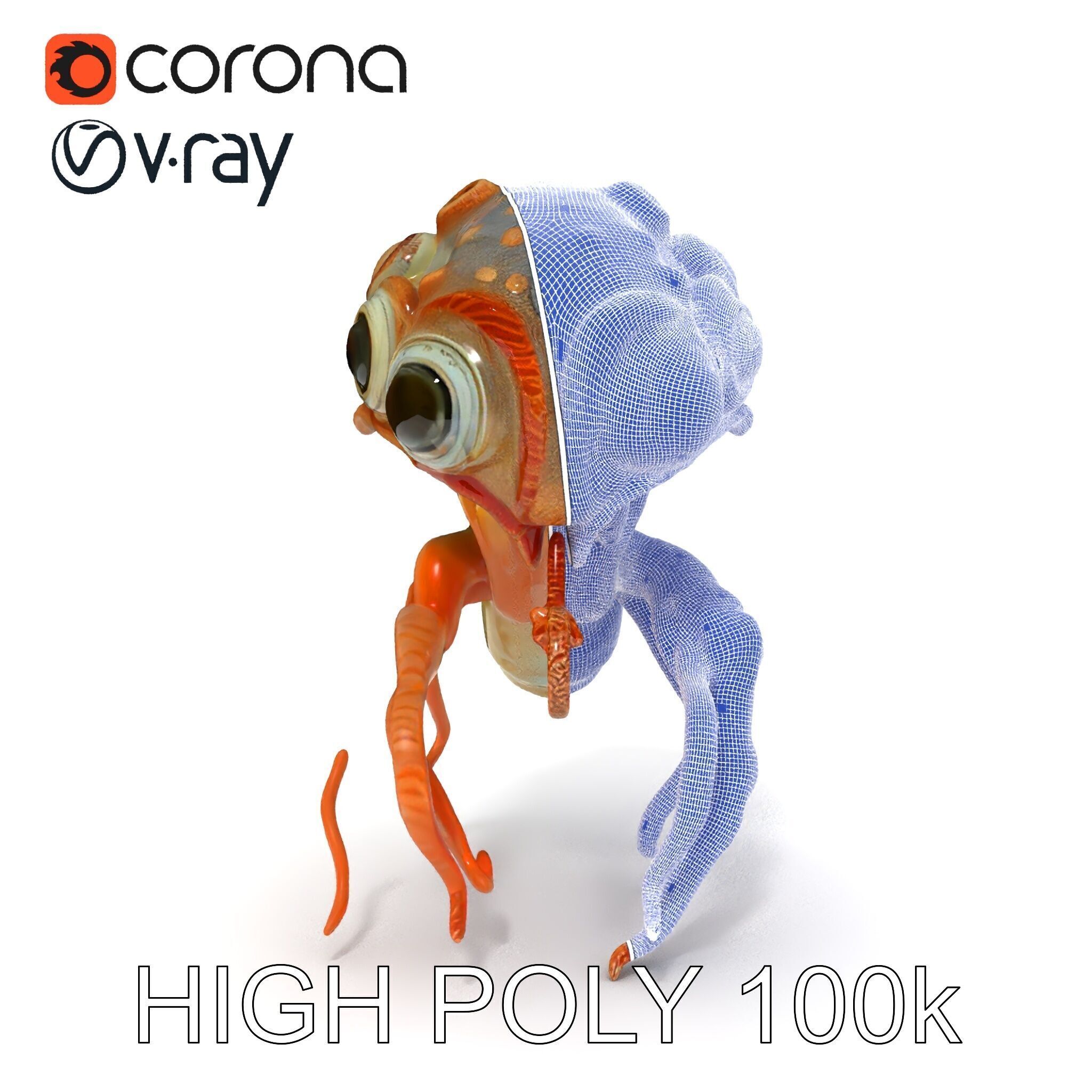 Alien Creature Model Pack with PBR Textures Low-poly 3D model_8