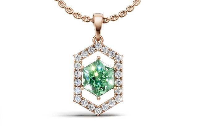 Hexagon Green Gemstone Pendant 3D print model