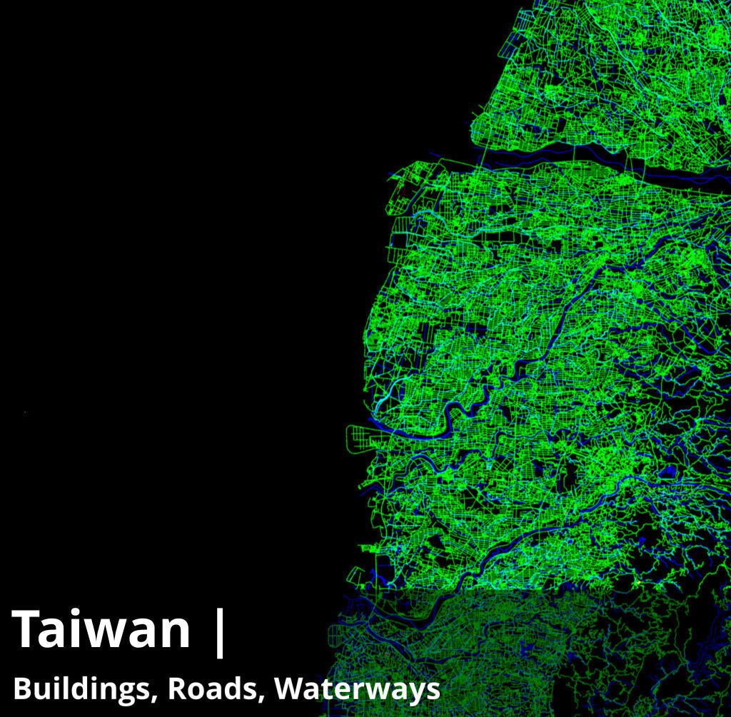 Taiwan Water Roads and Buildings 8k High resolution Maps Texture_8