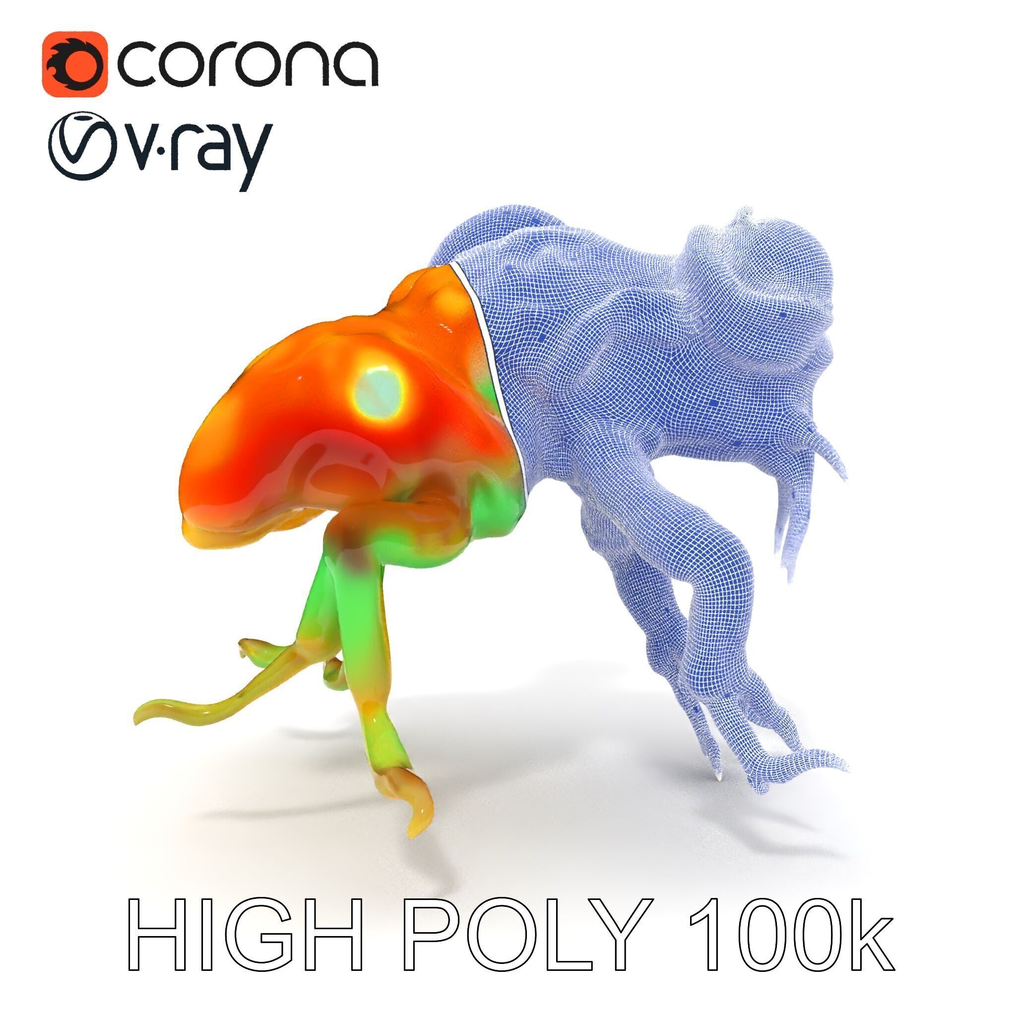 Colorful Alien Creature D Model Pack Low-poly 3D model_35