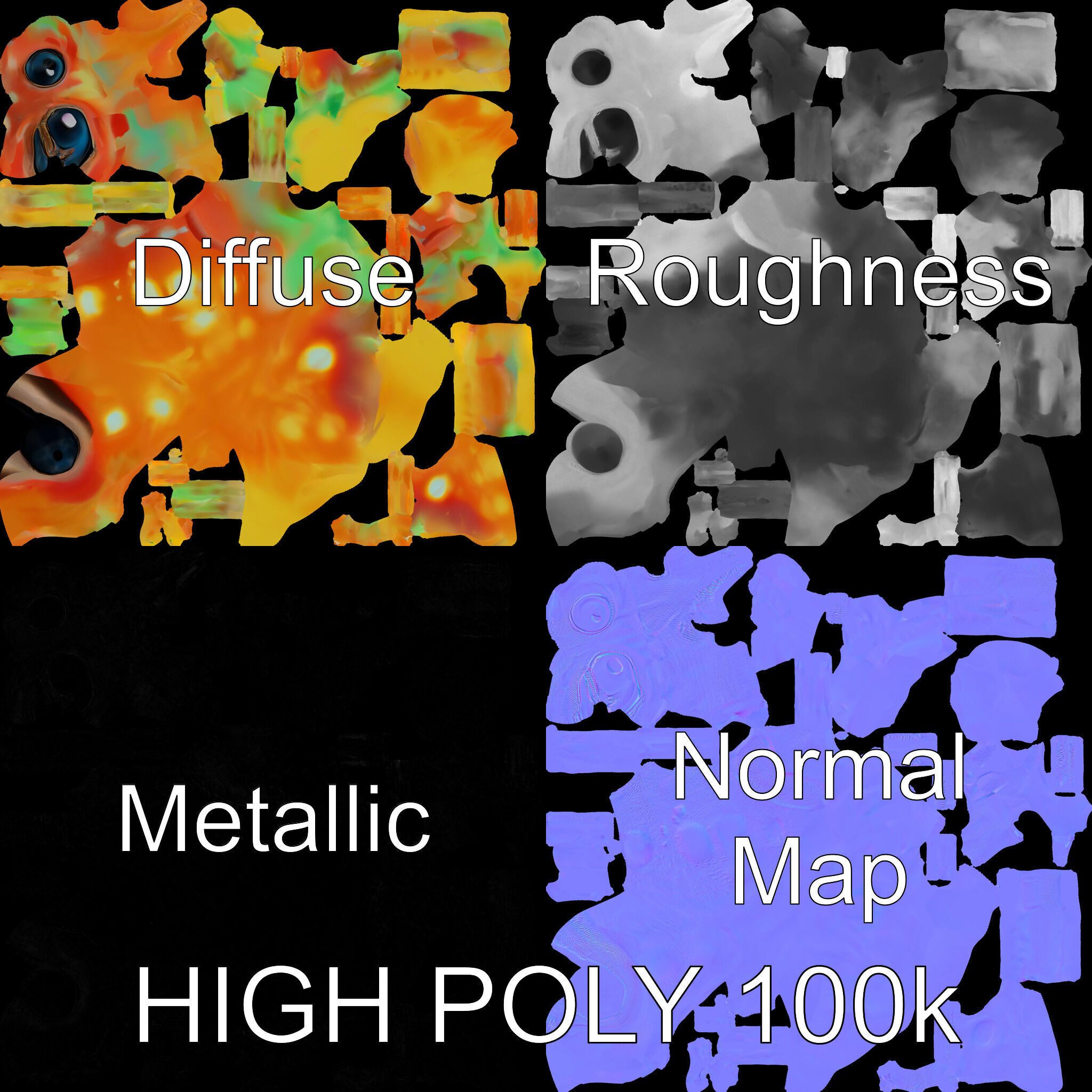 Colorful Alien Creature D Model Pack Low-poly 3D model_3