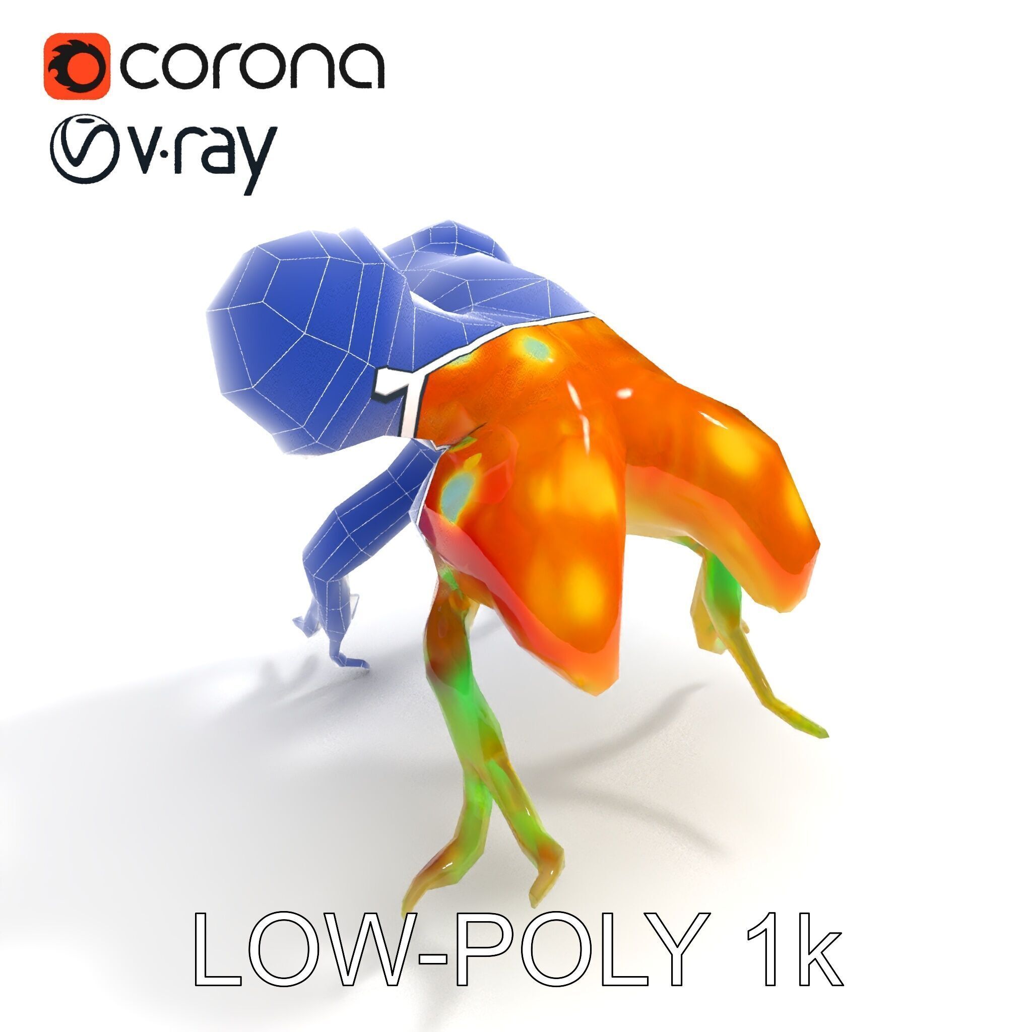 Colorful Alien Creature D Model Pack Low-poly 3D model_7